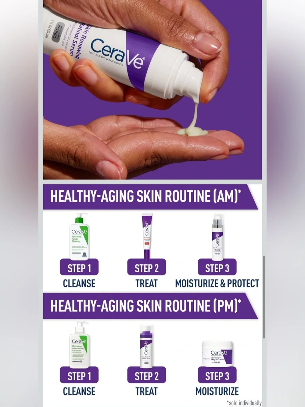 CeraVe Anti Aging Retinol Serum Face Encapsulated Retinol Smooths Wrinkles Skin